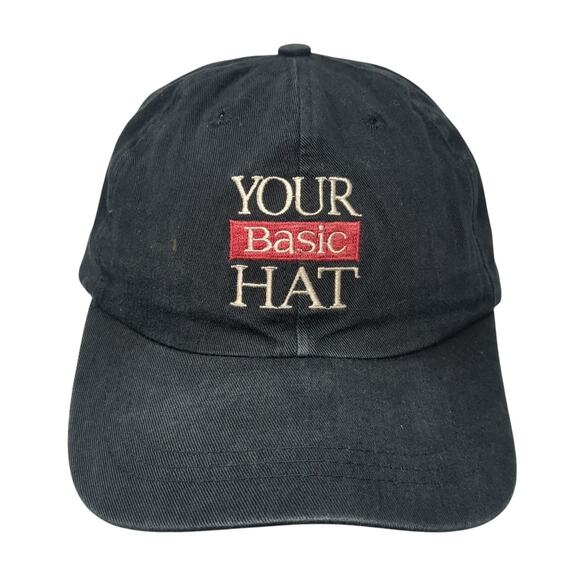 Your Basic Hat Snapback Cap Black One Size Adjustable Embroidered Vented Holes - Picture 1 of 8